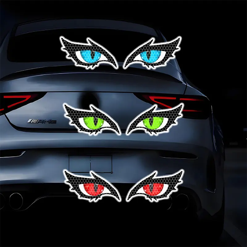 Devil Eye Diamond-Grade Reflective Car Sticker - Cross-Border Rear Windshield Reflective Film for Driving Safety Warning, Night Visible Decal, Car Accessories