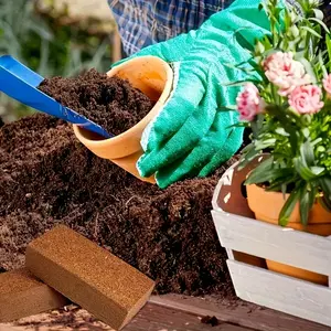 2 Piece Coconut Fiber Bricks Low Conductivity Ph Balanced Square Design for Gardening and Planting in Coconut Fiber Soil Potting Soil Substrate