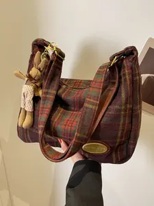 Women's Plaid Block Large Capacity Shoulder Bag, Versatile Crossbody & Tote Design, Ideal for Everyday Use, Stylish Accessory, Convertible Shoulder Bags, Fashionable Bags, Handbag Shoulder Bag