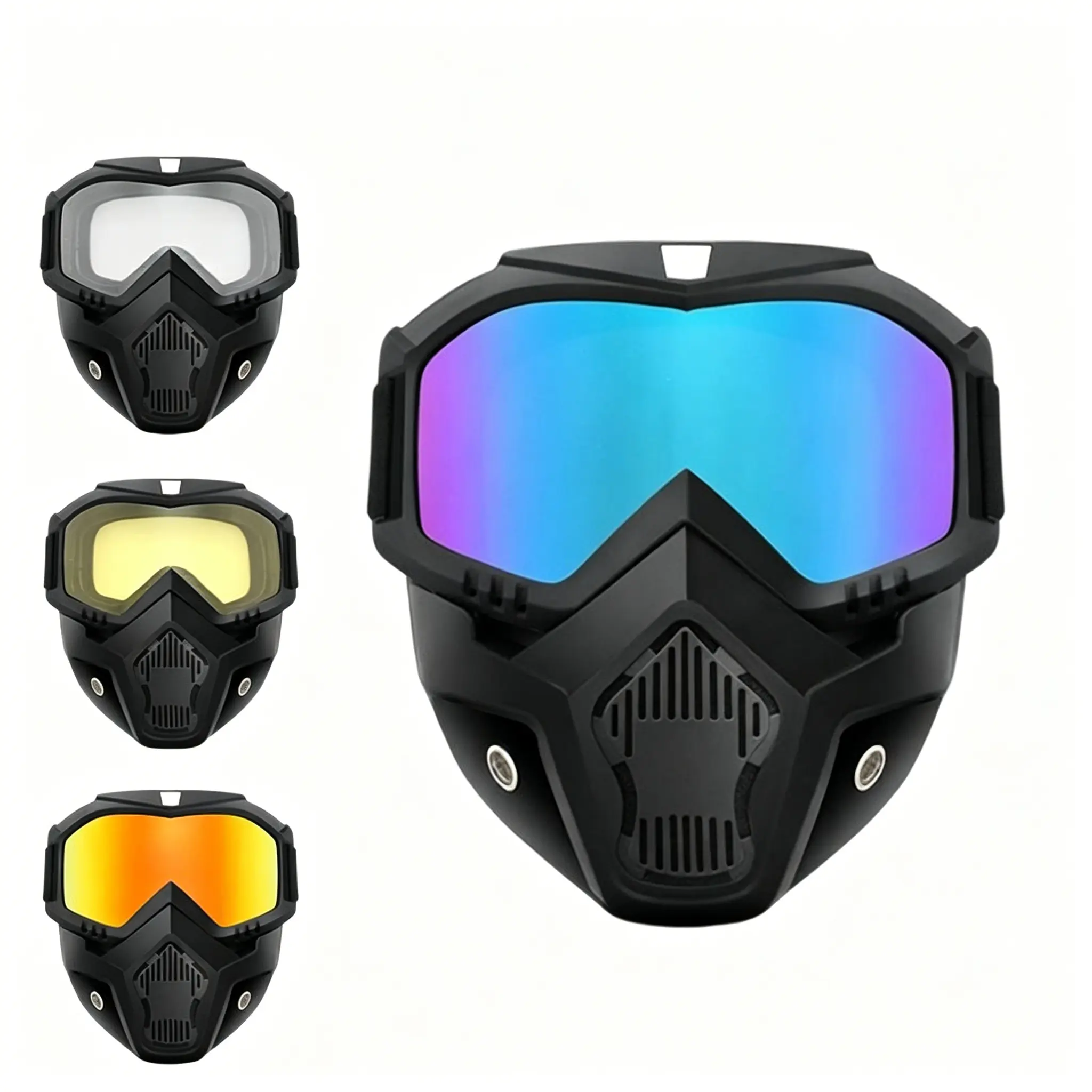 Full Face Protection Mask with Anti-Fog Goggles – Windproof Dustproof Tactical Mask for Outdoor Cycling, Motorcycle Riding, Sandstorm Protection, Breathable Sports Face Cover