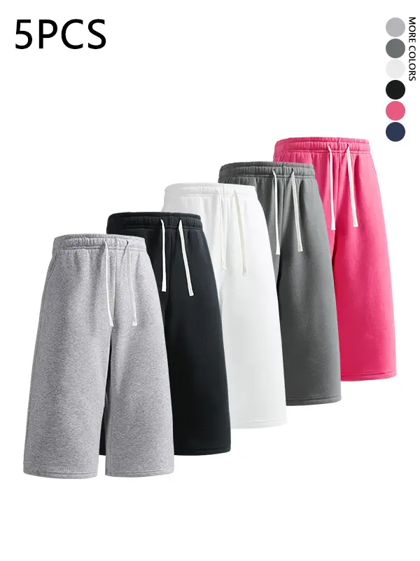 5 Pack Men's Solid Loose Straight 3/4 Sweatpants,Plain Casual versatile Joggers,unisex knit Sports capri Pants,For Daily Wear,Suitable For Summer Menswear Trousers,available in 5 pack & 4 pack & 1-pack options,Please place an order according to size chart
