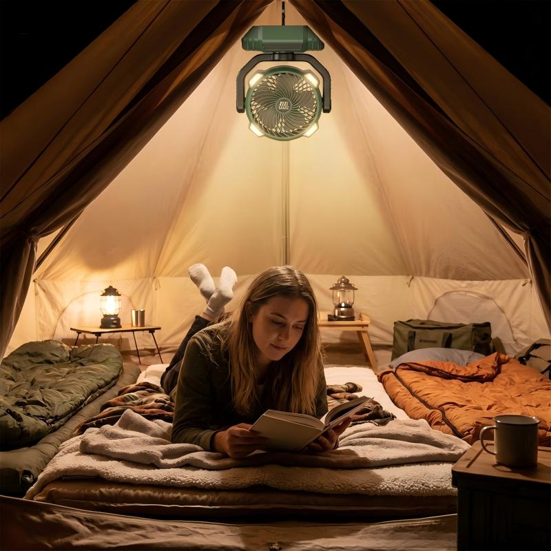 Zizi Sauce Portable LED Camping Fan 10000mAh Rechargeable 8.7-Inch Ultra Quiet Foldable Stand Compact Lightweight 3 Speed Settings for Outdoor Activities Operated Fan for CampingPortable Rechargeable Multifunction Fan battery fan rechargeable fan