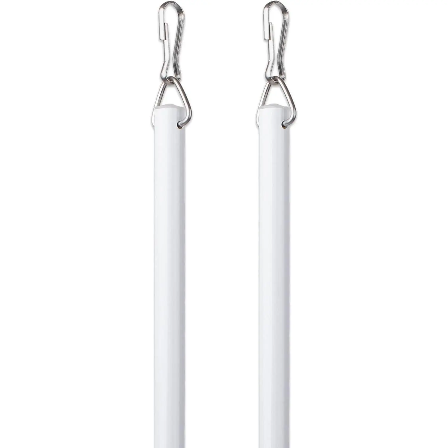 Curtain Wand -  Curtain and Drapery Pull Rod with Stainless Steel Hardware for Curtains, Draperies, and Room Divider Curtains - 24 Inches, White - Pack of 2
