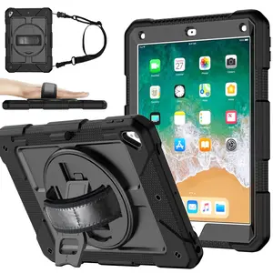iPad Protective Case Shockproof 360 Rotating Stand Shoulder Strap Tablet Cover with Pen Holder, Durable iPad Accessories, Adjustable Stand, Mobile Tablet Stand