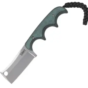 CRKT 2383 Minimalist 2.13" Fixed Cleaver Plain Bead Blasted 5Cr15MoV SS Blade/ Green Contoured Resin Infused Fiber Handle Includes Lanyard/Sheath
