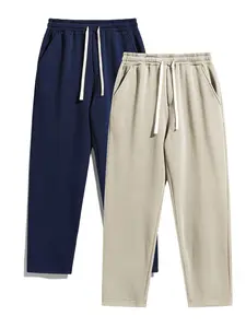 Men's Solid Plain Thermal Lined Drawstring Waist Pants, Casual Comfy Regular Fit Straight Leg Trousers for Fall & Winter, Men's Bottoms for Daily Wear