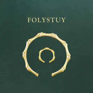 [Adjustable brushed bamboo bracelet set with diamonds]【FOLYSTUY (YNT09、YNT03)】Adjustable brushed bamboo bracelet set with diamonds, Unisex, Fashion Trends