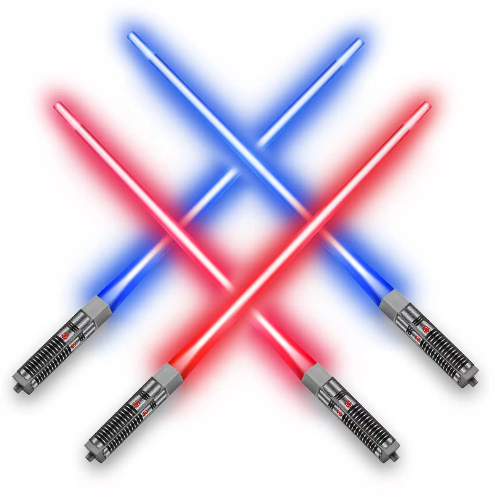 2 Pairs LED Glowing Chopsticks, Lightsaber Inspired Light Up Reusable Chopsticks, Red Blue Luminous Utensils for Sushi & Party