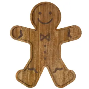 Holiday Time Acacia Wood Gingerbread Man Board, Natural Wood Color, 14 x 11.61 x 0.78inch