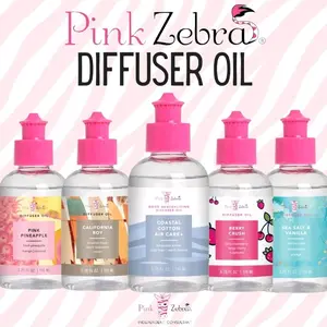 Pink Zebra Premium Signature Scented Diffuser Oils 3.75oz Home Fragrance Collection Essential Natural Oils Eco-Friendly Air Freshener Aromatherapy Scent