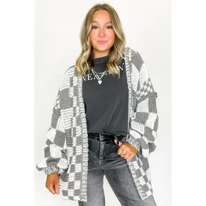 The Vibe Check Mixed Pattern Loose Fit Chunky Cardigan