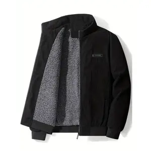 Middle-Aged Dad's Corduroy Jacket - Autumn-Winter Thickened Cotton with Velvet, Stand-Up Collar, High-End Style biking cotton thick western winter fleece jacket safari utility coat hoodie black coat warm long sleeve casual outerwear Tops Menswear Man