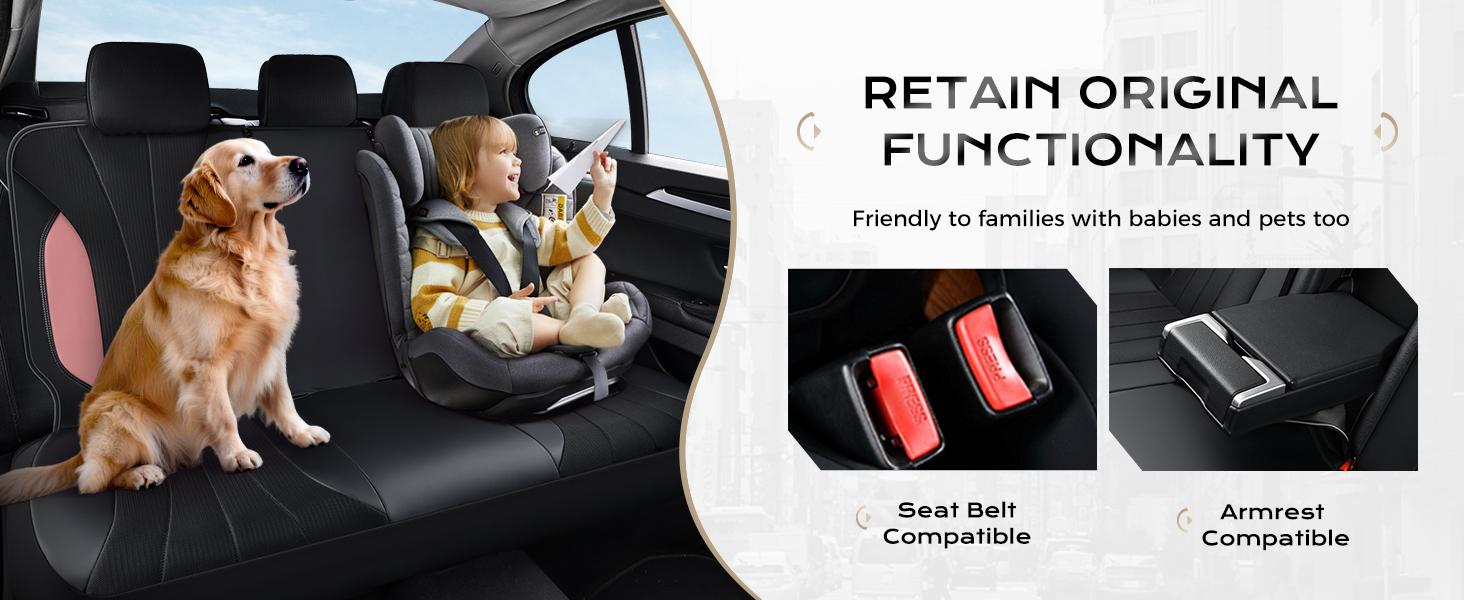 Coverado Model 5089 5-Piece Full Set Car Seat Covers, Waterproof PU Leather & Breathable Mesh Protectors, Front Seats Front and Rear Set, Leather, Protection, Universal Fit for SUVs, Trucks, Sedans, Car Seat Covers Front Seats, Front And Rear Set & Seat C