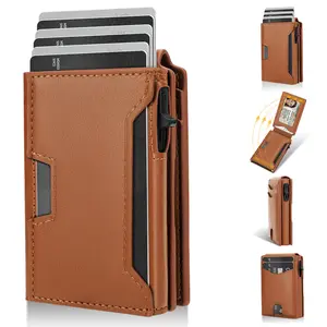 Men's Slim Minimalist RFID Blocking Wallet - Pop Up Credit Card Holder with ID Window, 11 Card Capacity, Carbon Fiber Pattern mens wallet