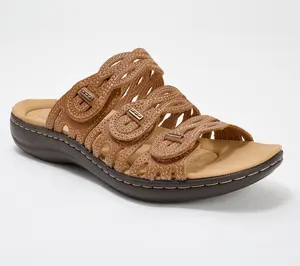 Clarks Collection Leather Slide Sandals- Laurieann Ruby