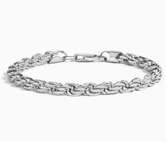3mm Twisted Rope Bracelet in Stainless Steel, Polished Silver Finish Chain for Men and Women, Tarnish-Resistant Daily Jewelry, Bracelets, Classic Wrist Accessory
