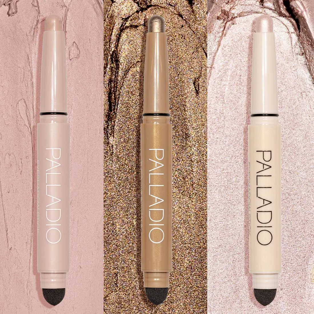 Palladio Bronze Pearl Radiance Eyeshadow Stick Trio - Cruelty-Free, Paraben-Free, Gluten-Free, Vegan, Waterproof Makeup for Versatile Eye Makeup Looks - Blend