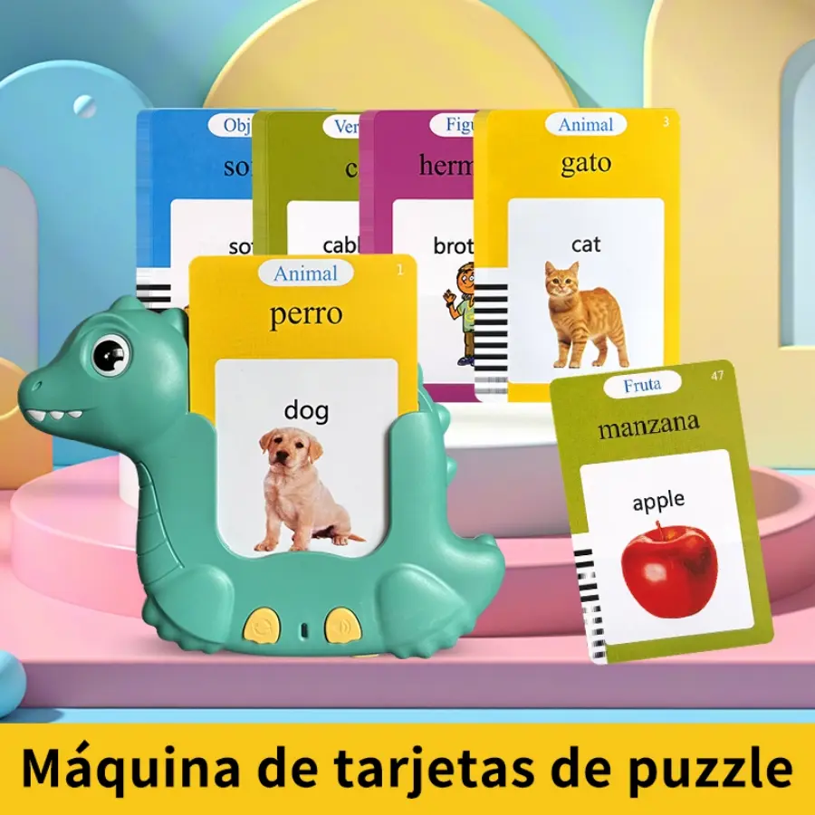 Spanish and English Talking Flash Cards, Language Learning Flashcards, for Boys and Girls, Bilingual Voice Training Educational ABC Learn to Talk Common Words Flashcards, Contains 224 Common Words Birthday Gift Flashcards, Bilingual Instruction Cards