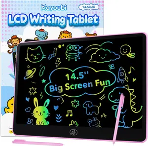 Kayoubi LCD Writing Tablet for Kids, 14.5 Inch Jumbo Screen with Double Pen, No-Mess Reusable Colorful Doodle Board Toys, Gifts for 3 4 5 6 7 8 Year Old Boys & Girls (Pink)