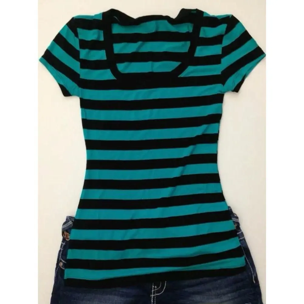 Stripe pattern casual tops chic cotton fashion tops cute silm rock aesthetic urban emo girls hip hops harajuku women t-shirt
