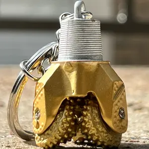 Oilfield Tricone Drill Bit Keychain Golden