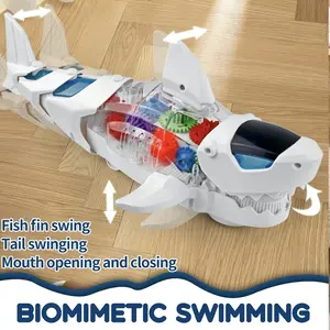 Electric Swinging Shark Toy 12.7*6.8*5 inches with Music Light Shakeable Head Tail OpenMouth Obstacle Avoiding Fun Novelty AnimalGift for Kids Multifunction,Party Sensor