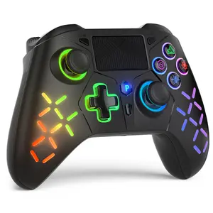Wireless Controller for PS5 – Adjustable LED RGB Light, Compatible with Playstation 5/4, PC, Nintendo Switch, Phone (Black)
