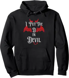 I Put the D in Devil Funny Halloween Matching Couple Pullover Hoodie - Yoandymira Shop 63B0DJM75249