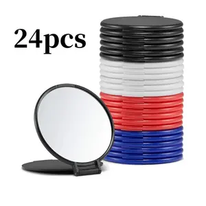 24 Pack 4 Colors Compact Mirror 2.6 Inch Round Makeup Mirror Foldable Makeup Mirror Beauty & Personal Care