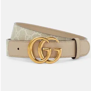 Pre-owned Gucci Marmont Beige Leather Belt Size 110