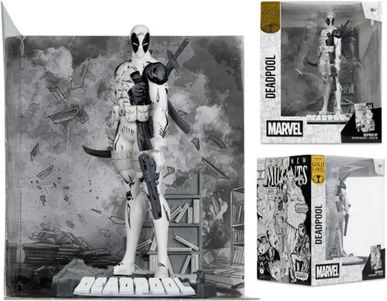 McFarlane Toys Gold Label - Marvel Collection The New Mutants #98 1:10 Scale Deadpool (LINE ART) Vinyl Figurine/Statue [COLLECTIBLES], Display