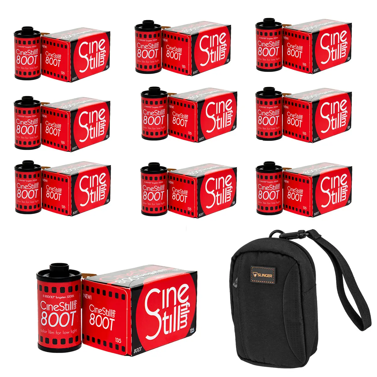 CineStill Xpro C-41 800Tungsten 35mm Color Negative Roll Film, 10-Pack, with Camera Bag