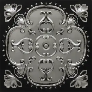 From Plain To Beautiful In Hours Alhambra 2 ft. x 2 ft. PVC Glue-Up or Lay-In Faux Tin Ceiling Tile - #217 - (Pack of 25) / 100 sqft