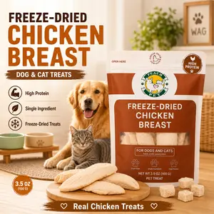 Freeze Dried Chicken Breast Treats for Dogs & Cats, High Protein Training Pet Snacks, 3.5oz
