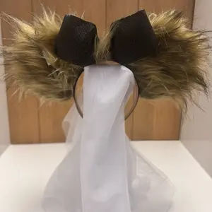 Chewbacca Inspired Ears with Fur Accents and Bow Design