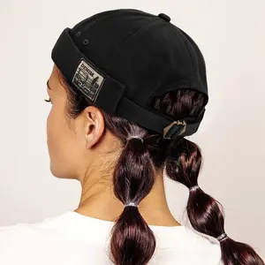 Mens Docker Cap Brimless Hats Skullcap Worker Sailor Cap Rolled Cuff Retro Beanie Hat