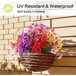 12/24 Bundles Artificial Flowers No Fade Fake Plastic Flowers for Garden Outdoor Indoor Home Decoration Faux Daisy with Eucalyptus Leaves Fake Plants Greenery Boxwood Porch Patio Room Decor for Men Fall Decor Girls Room Decor Fall Room Decorative Fruit