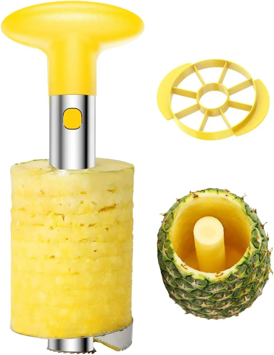 Stainless Steel Rustproof Pineapple Peeler Corer Slicer Cutter, Easy-to-Use Kitchen Utensils, Fruit Vegetable Slicer for Effortless Pineapple Preparation