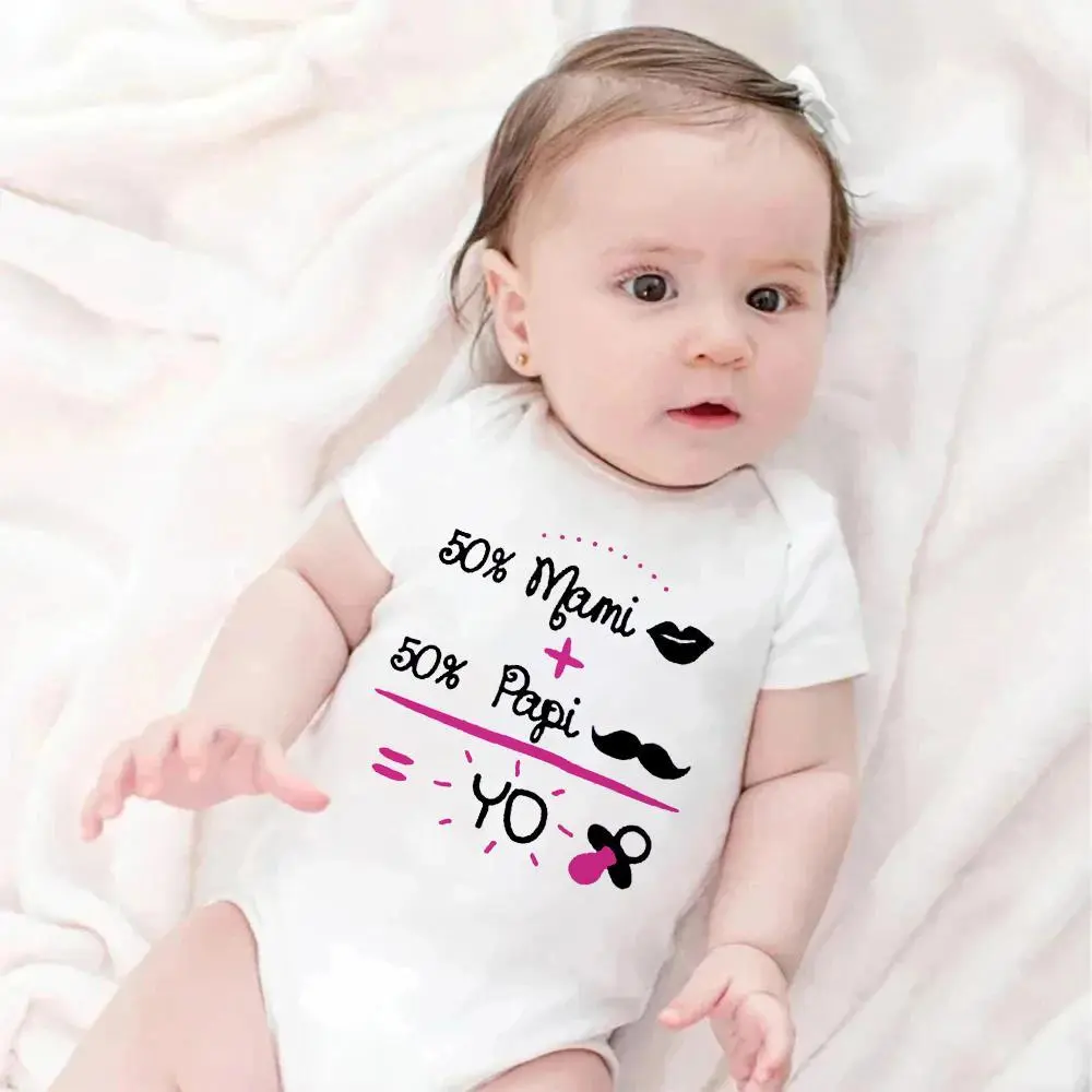 Baby Boy Cotton Rompers - 4-5 Years Raglan Short Sleeve Jumpsuit with Funny Letter Print, Slim-Fitting Snap Closure Kids' Clothing with Elastane
