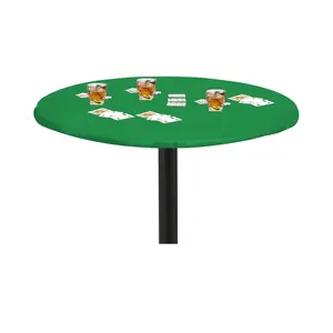 Felt Card Game Table Cover for Poker, Mahjong, Domino, Bridge and Board Game, Elastic Fitted Tablecloth  54 to 60 inches - Green