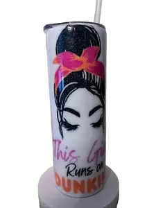 Glittered Runs on Dunkin' Stainless steel drinkware Tumbler Beverage Flasks