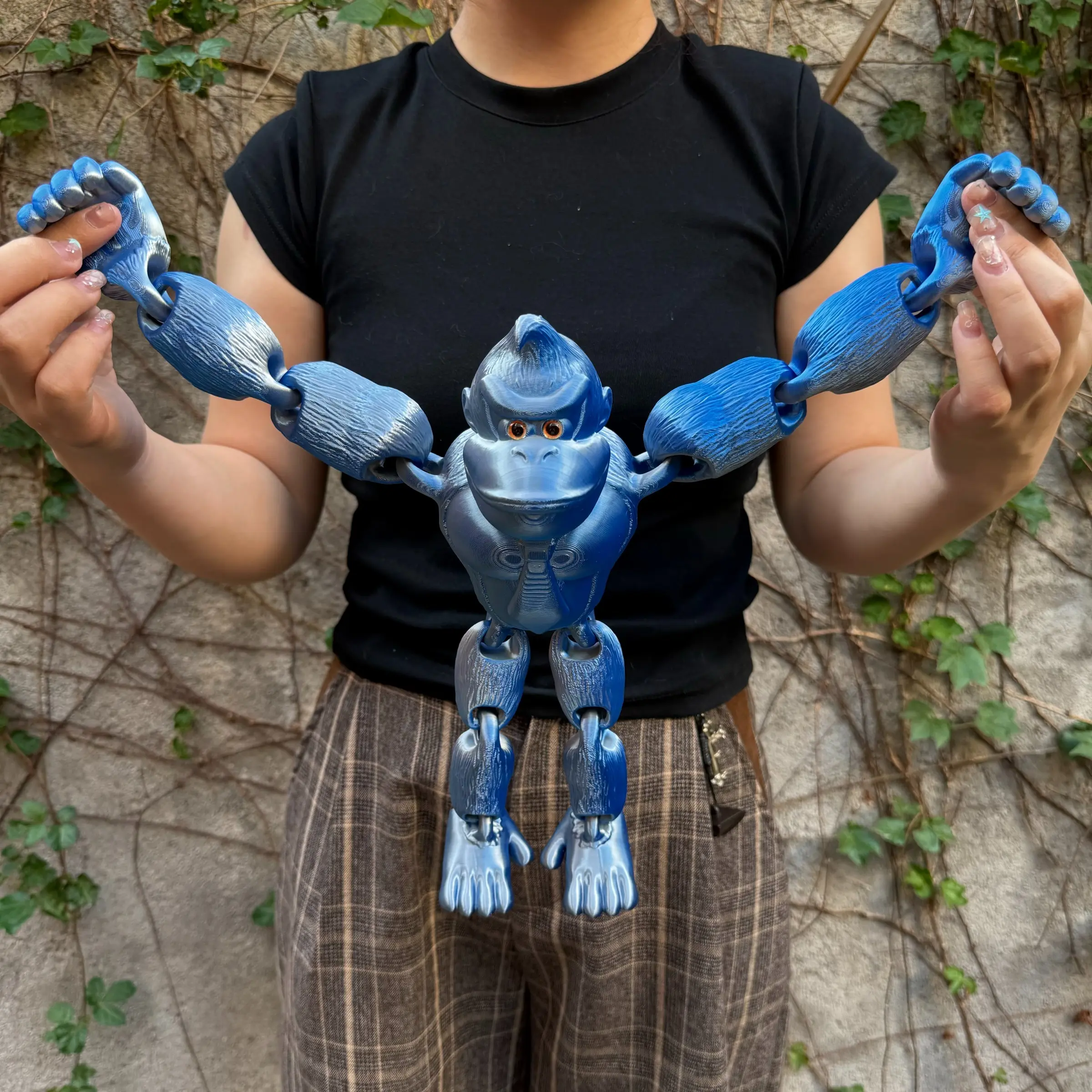 3D Printed Long Arm Gorilla Figurine, Home Decor, Decorative Statues, Statues For Home Decor, Realistic Eyes, Moveable Joints, Articulating Animal Figurines, Christmas Gift, Birthday Present, Animal Statue