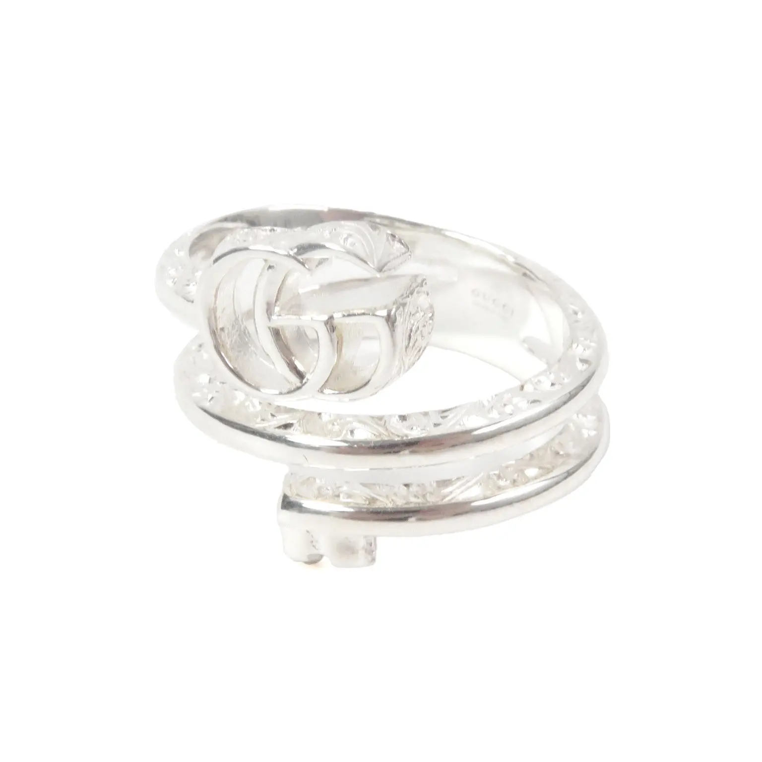 Pre-owned GUCCI Sterling Silver 925 (Ag925) Small Leather Goods Double G key motif AG925 Ring