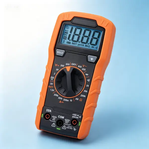 Professional Digital Manual-Ranging Multimeter Voltage Tester with Test Leads, 600V Max AC/DC, Backlit Display, Tests Batteries, Current, Resistance, Continuity, Diode, Reusable Electrical Meter