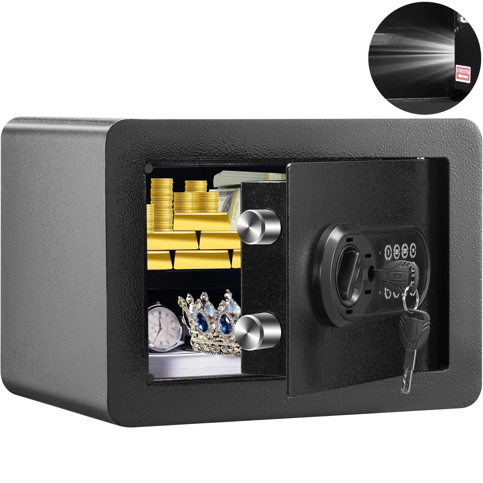 【SummerFinds】VEVOR Safe,  0.5 Cubic Feet Home Safe, Steel Security Safe with Digital Keypad and 2 Keys, Wall-Mounted Cabinet Safe Protect Cash, Gold, Jewelry, Documents for Home, Hotel, 13.8 x 9.8 x 9.8 inches