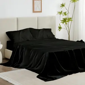 Twin XL Sheet Set – Soft Cooling Bed Sheets for Hair & Skin, 15" Deep, Wrinkle & Fade Resistant Bedding Set (Black, 3 Piece)