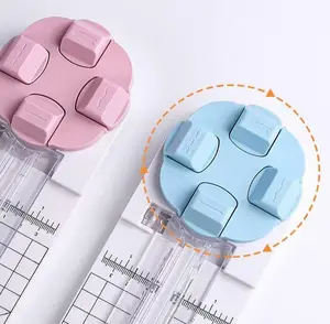4-in-1 Multi-Function PaperTrimmer,Bidirectional Papers Cutter, Equippedwith Straight,4 in 1 Paper Cutter 4 Styles Craft Paper Cutter Multi-Function Scrapbooking Tool, (Pink+Blue)