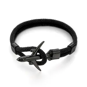 Unisex Milan Cord Nylon Rope Airplane Design Bracelet for Men and Women 8 Inches