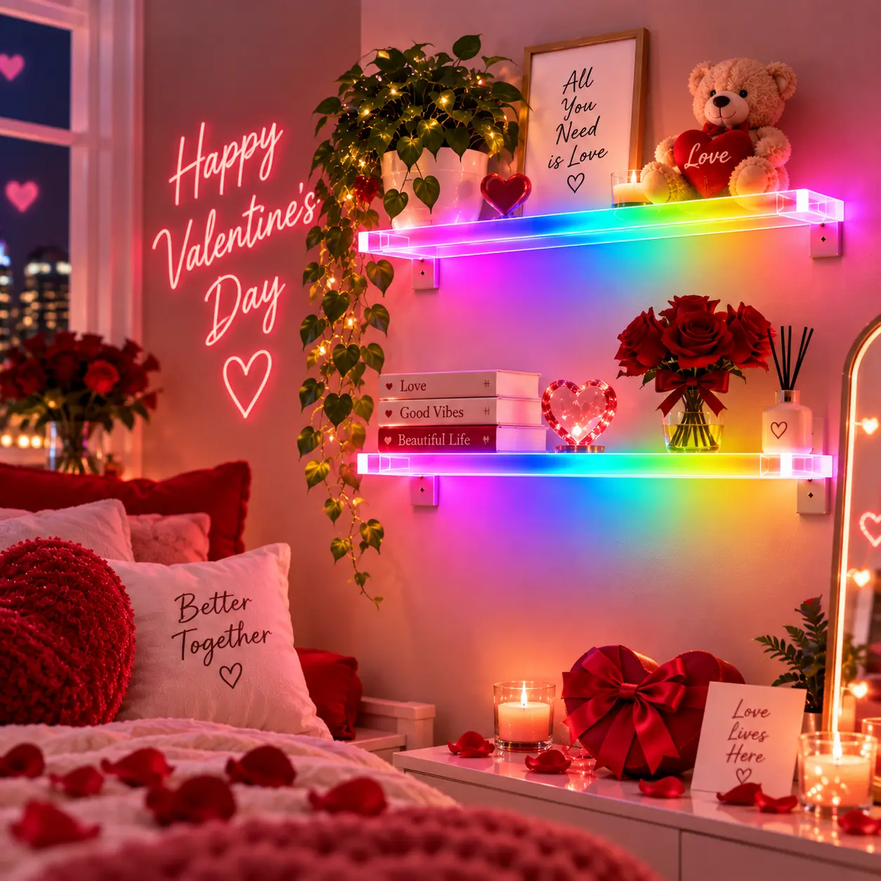 RGBIC Lighted Acrylic Wall Shelves - App-Controlled, Music-Sync Colorful LED Shelves, Modern Home Decor, Room Decor Accessories for Bedroom Holiday Accents (1/2/3 Options)
