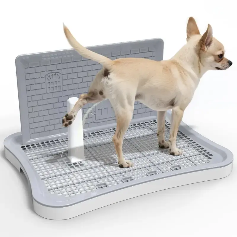 Pee Pad Holder, Indoor Dog Potty for Dogs, Puppy Pad Holder, Puppy Potty Training Tray with Splash Wall & Center Post